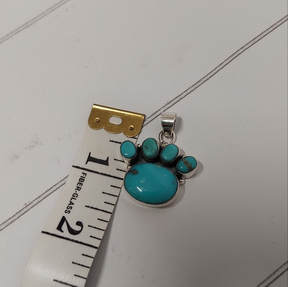 Natural KingmanTurquoise Paw Print Pendant - Picture 4 of 8